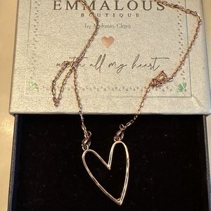 Rose Gold primitive 16” heart necklace w/ 2” extender.